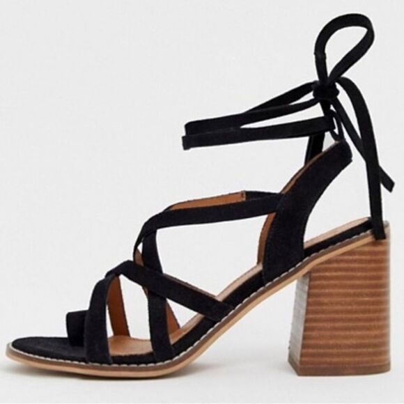 ASOS DESIGN Trivia suede tie leg heeled sandal - Picture 2 of 6